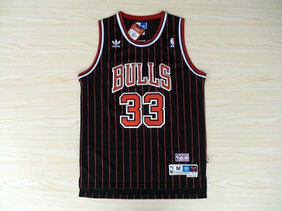 Maillot De Basket Chicago Bulls Scottie Pippen 33 Eyed Engrener Fan Version Noir Rouge